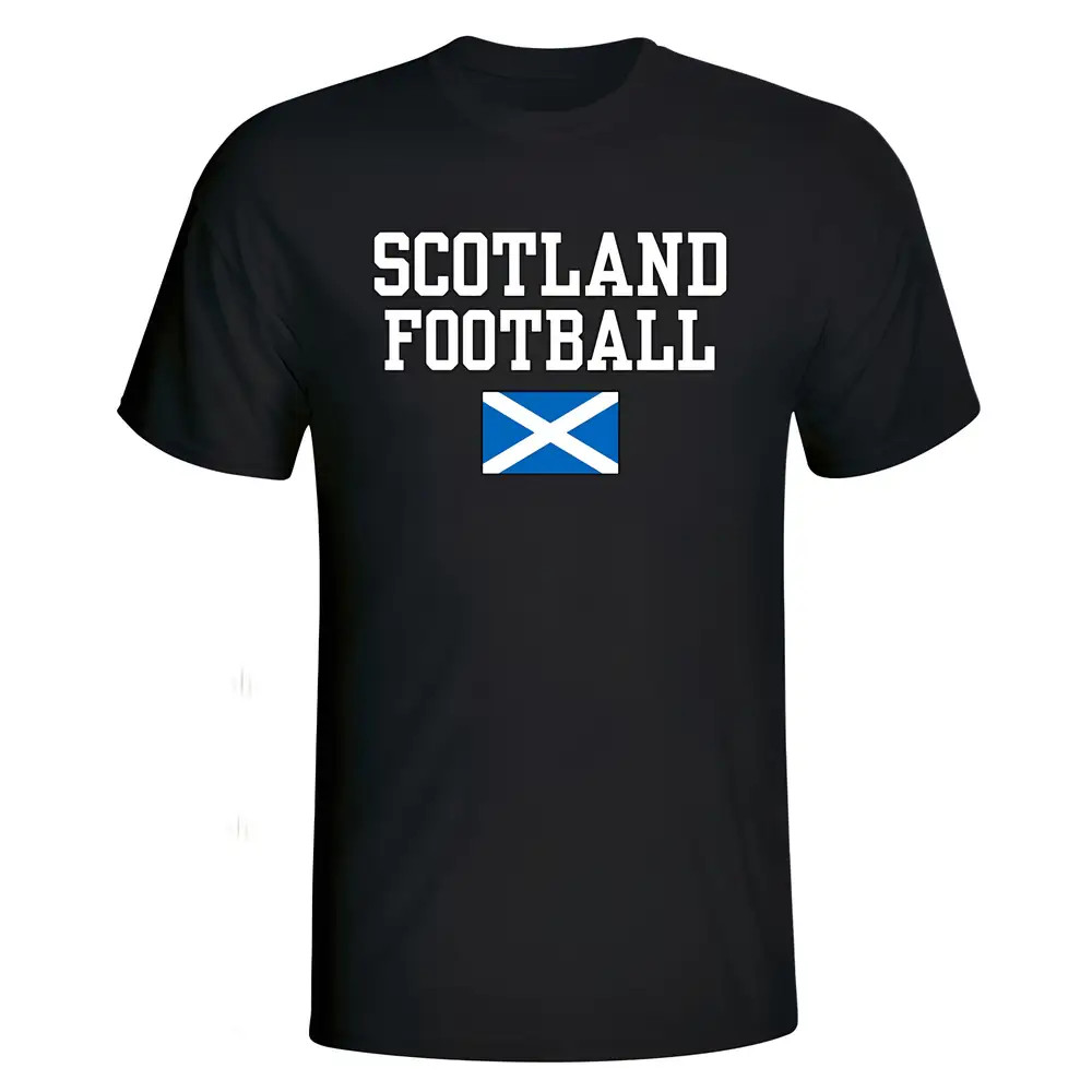 Scotland Football T-Shirt - Polyester Made By: Soccer Tees Men's Black Extra Large