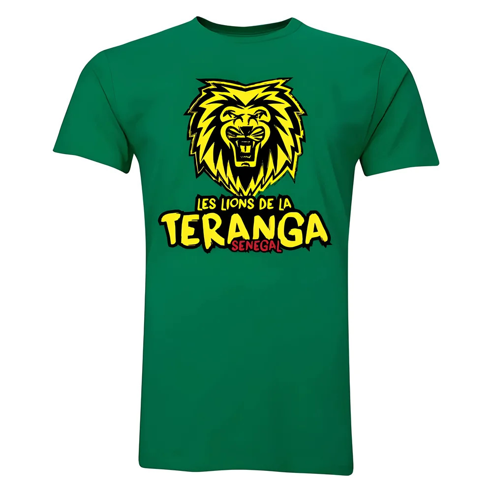 Senegal Les Lions De La Teranga T-Shirt (Green) Polyester Made By: Gildan Men's Green Small