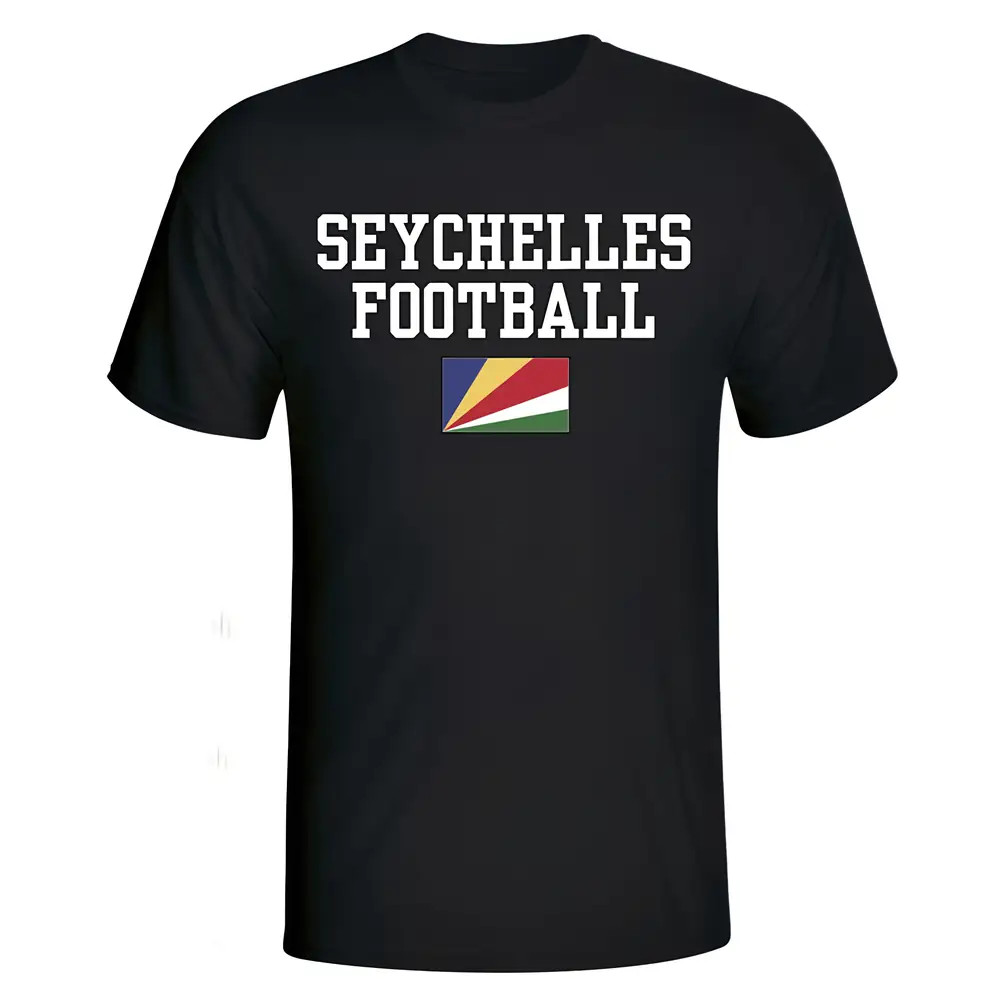 Seychelles Football T-Shirt - Polyester Made By: Soccer Tees Men's Black Xxl