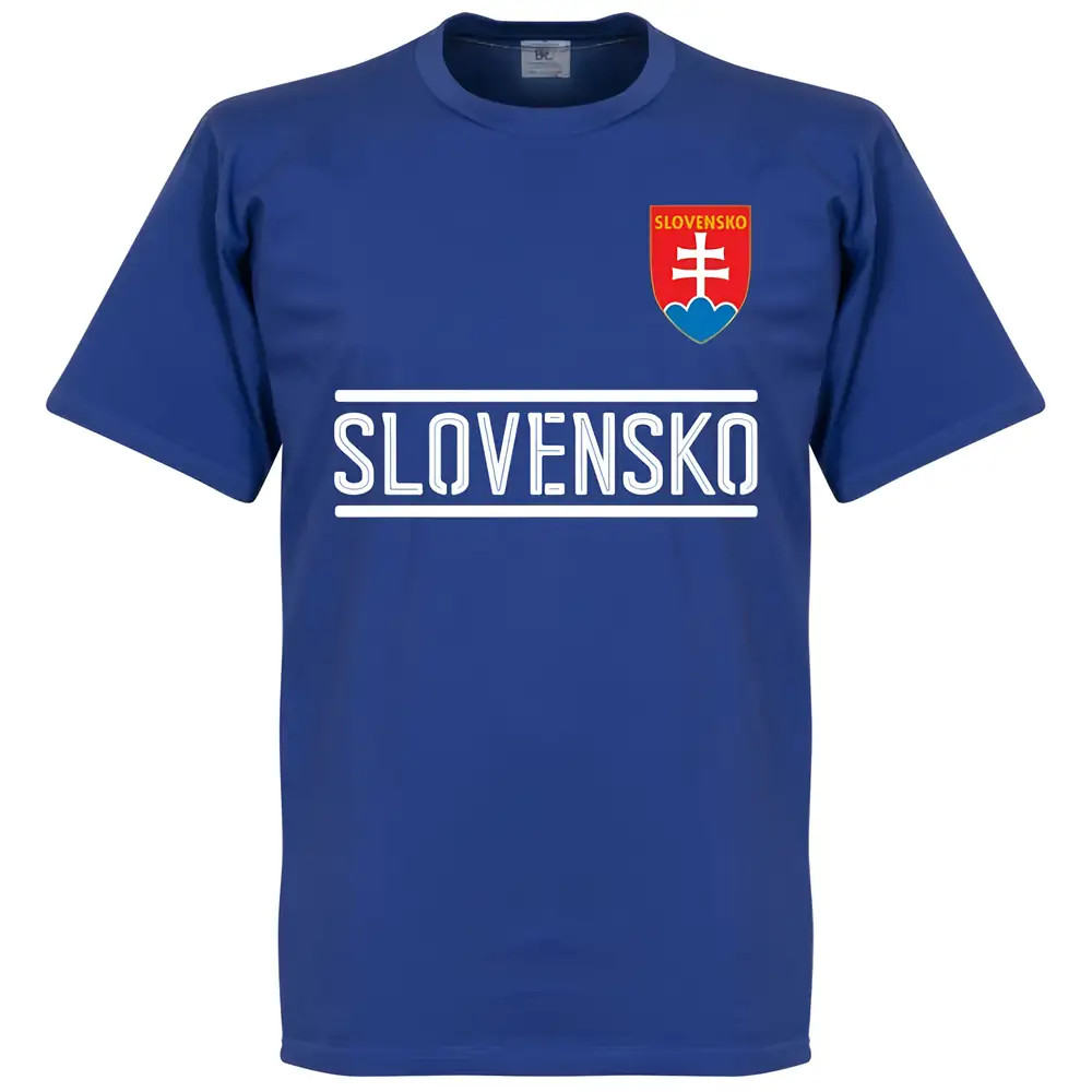 Slovakia Team T-Shirt - Polyester Made By: Soccer Tees Men's Blue Extra Small