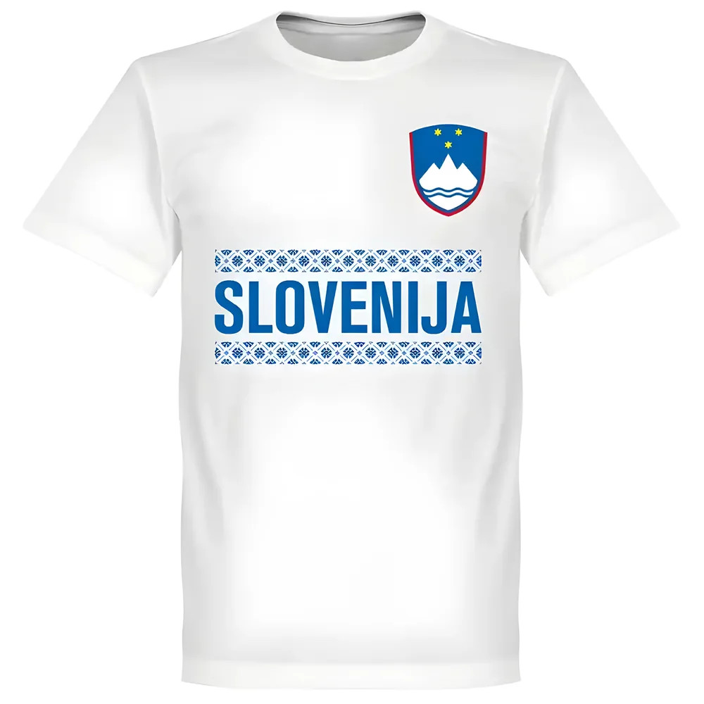 Slovenia Team T-Shirt - Polyester Made By: Soccer Tees Men's White 3XL