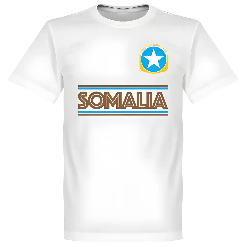 Somalia Team T-Shirt - Polyester Made By: Soccer Tees Men's White 3XL