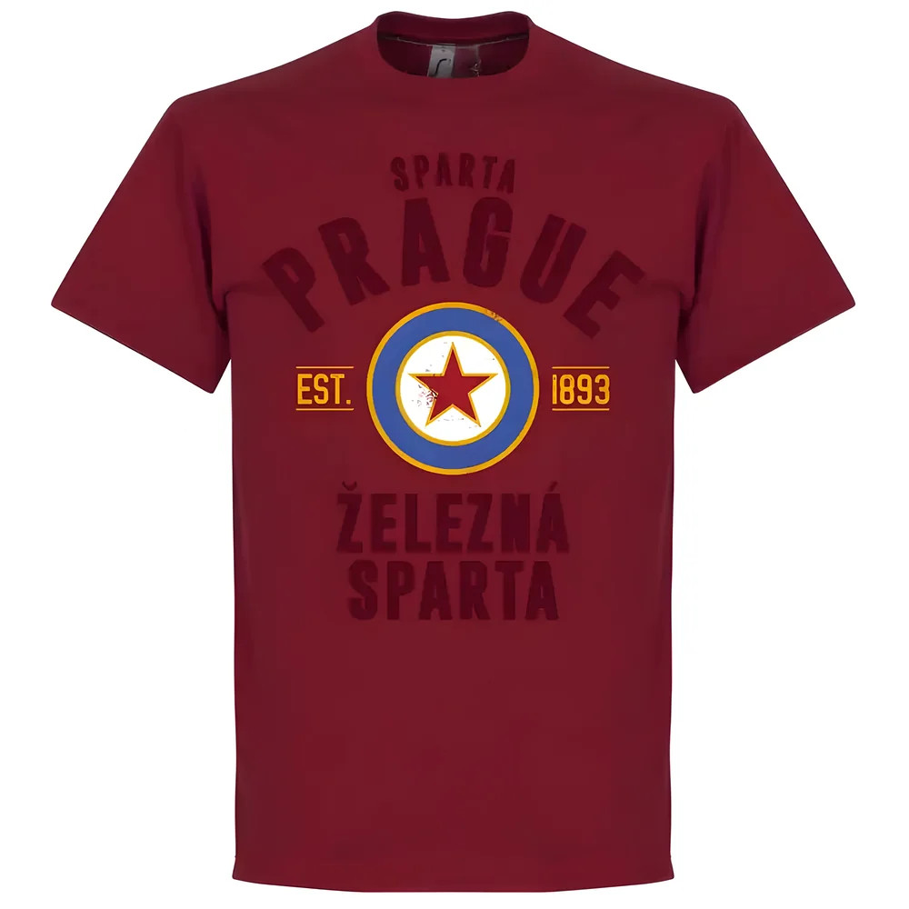 Sparta Prague Established T-Shirt - Chilli Polyester Made By: Soccer Tees Men's Red Small