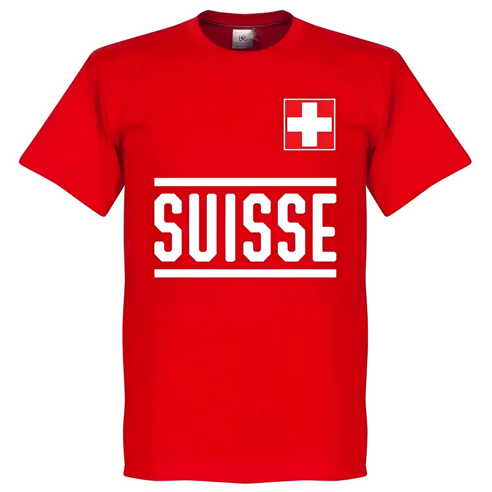 Switzerland Team T-Shirt - Polyester Made By: Soccer Tees Men's Red Medium