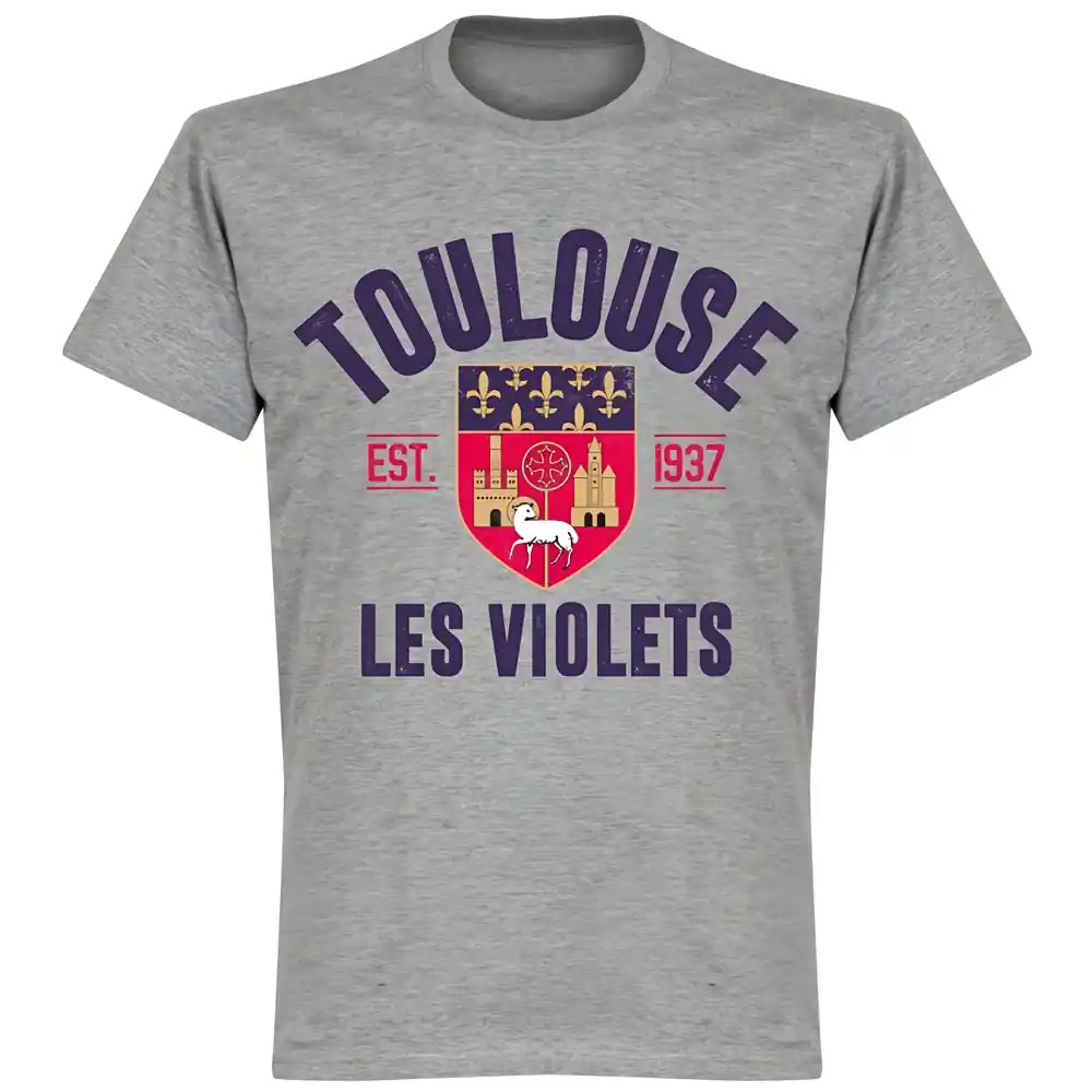 Toulouse Established T-Shirt - Polyester Made By: Soccer Tees Men's Grey Small