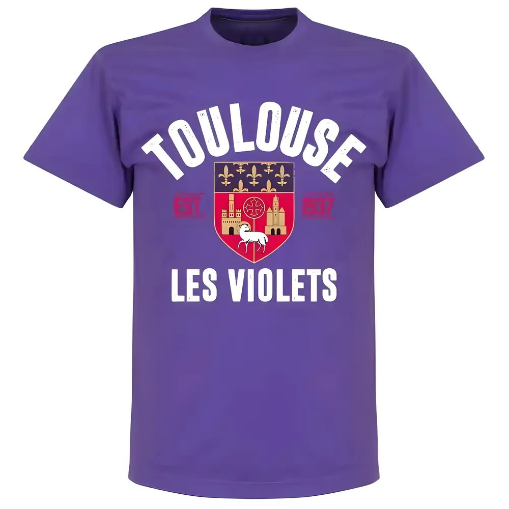 Toulouse Established T-Shirt - Polyester Made By: Soccer Tees Men's Purple Large