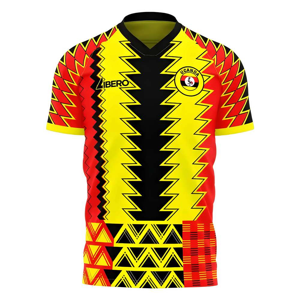 '25-'26 Uganda Afcon Concept Football Kit (Libero) Polyester Made By: Libero Sportswear Men's Yellow 4XL