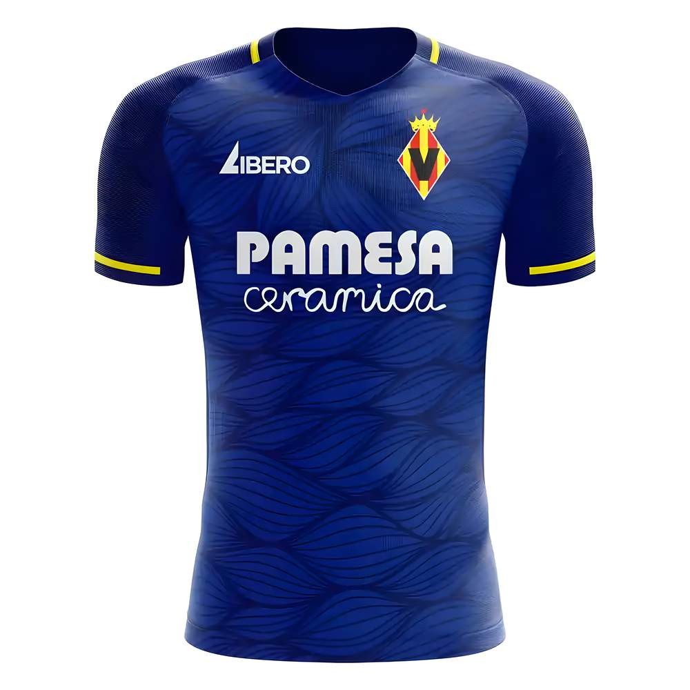 '25-'26 Villarreal Away Concept Football Kit (Libero) Polyester David Villa Made By: Libero Sportswear Men's Blue Xxl