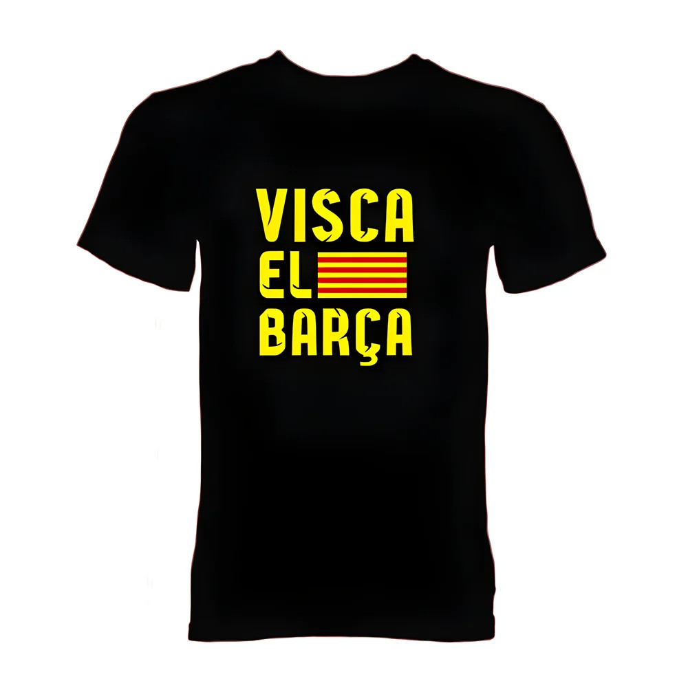 Visca El Barca T-Shirt (Black) Polyester Barcelona Made By: Gildan Men's Black Large