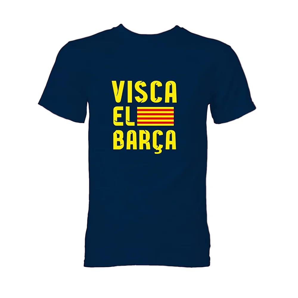 Visca El Barca T-Shirt (Navy) Polyester Barcelona Made By: Gildan Men's Navy Extra Small