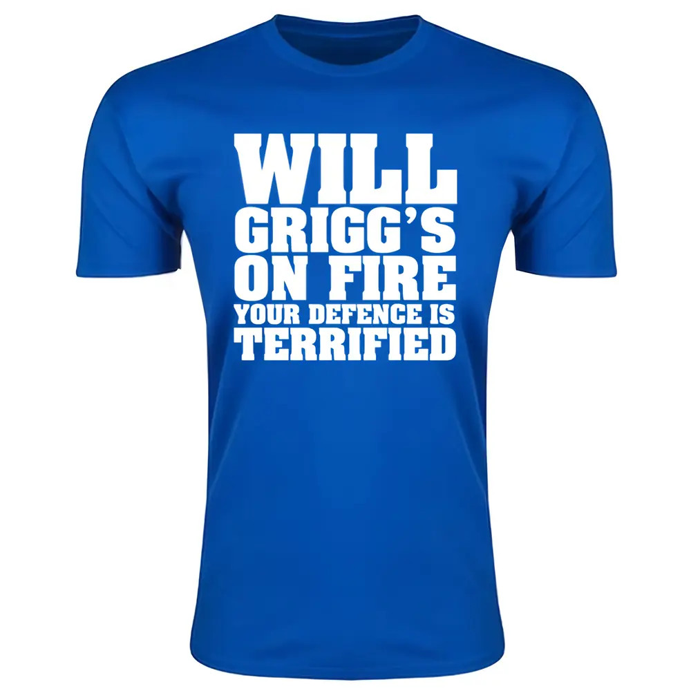 Click to view product details and reviews for Will Griggs On Fire Your Defence Is Terrified T Shirt Royal Blue.