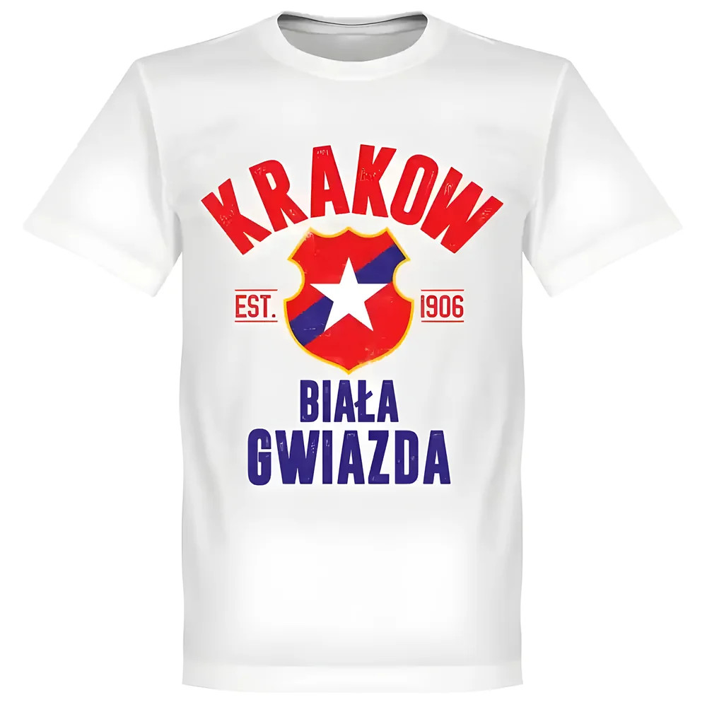 Wisla Krakow Established T-Shirt - Polyester Made By: Soccer Tees Men's White Large