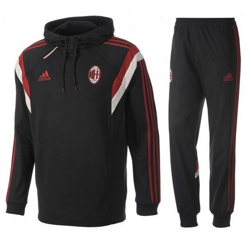 2014-15 AC Milan Adidas Hooded Sweat Suit (Black)