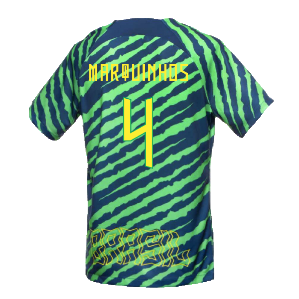 2022-2023 brazil pre-match football shirt (green) (marquinhos 4)