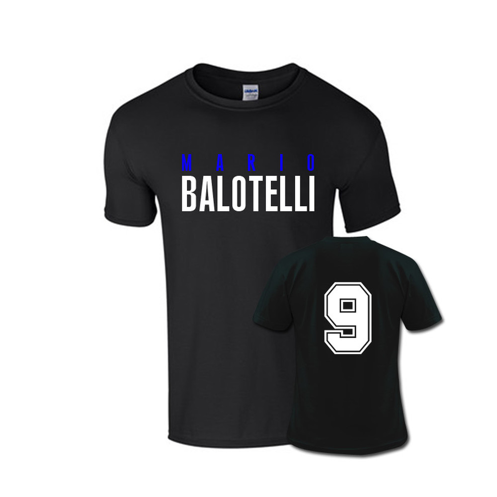 Mario Balotelli Front Name T-Shirt (Black) Polyester Argentina Made By: Gildan Men's Black Xxl