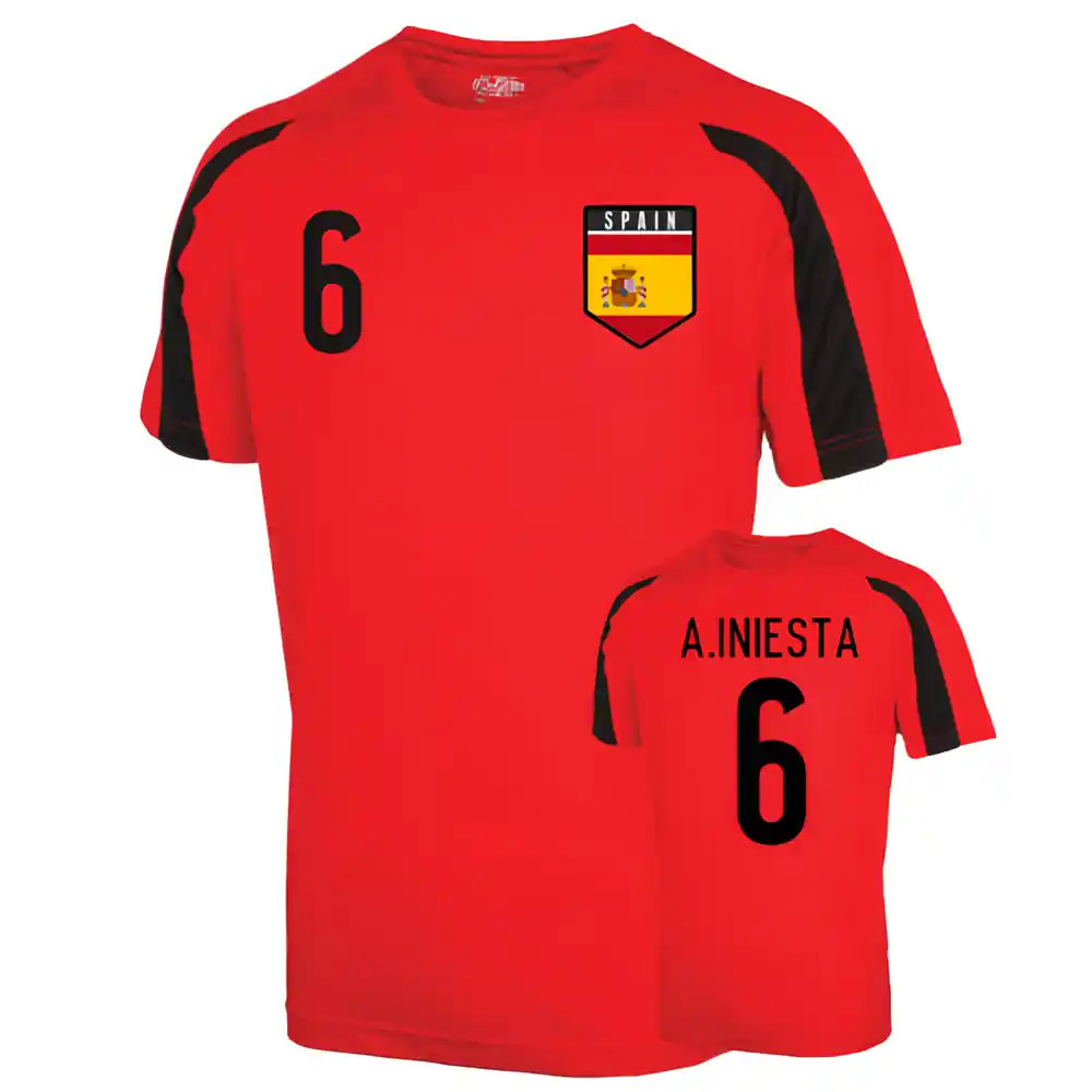 Spain Sports Training Jersey (A.iniesta 6) - Kids Men's Polyester Uksoccershop Boys Red Large