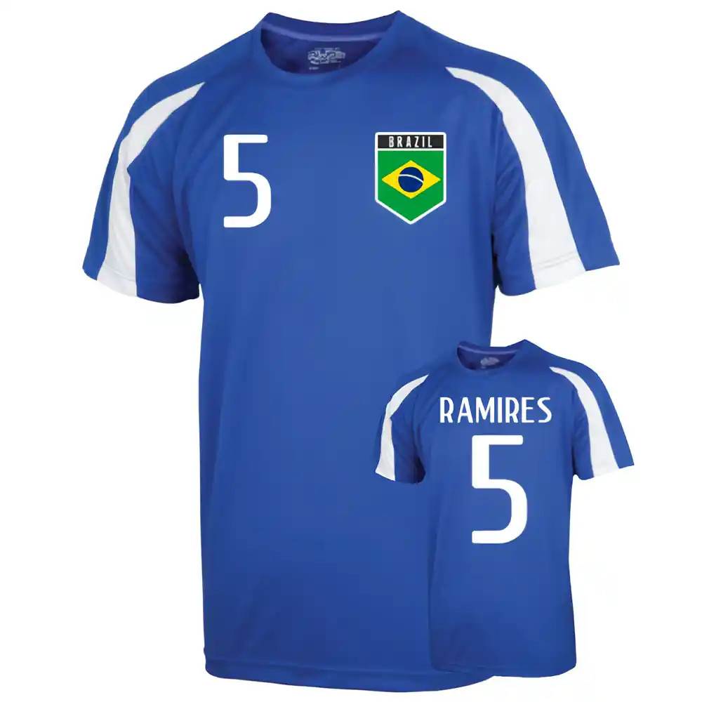 Brazil Sports Training Jersey (Ramires 5) Polyester Uksoccershop Men's Blue Extra Large