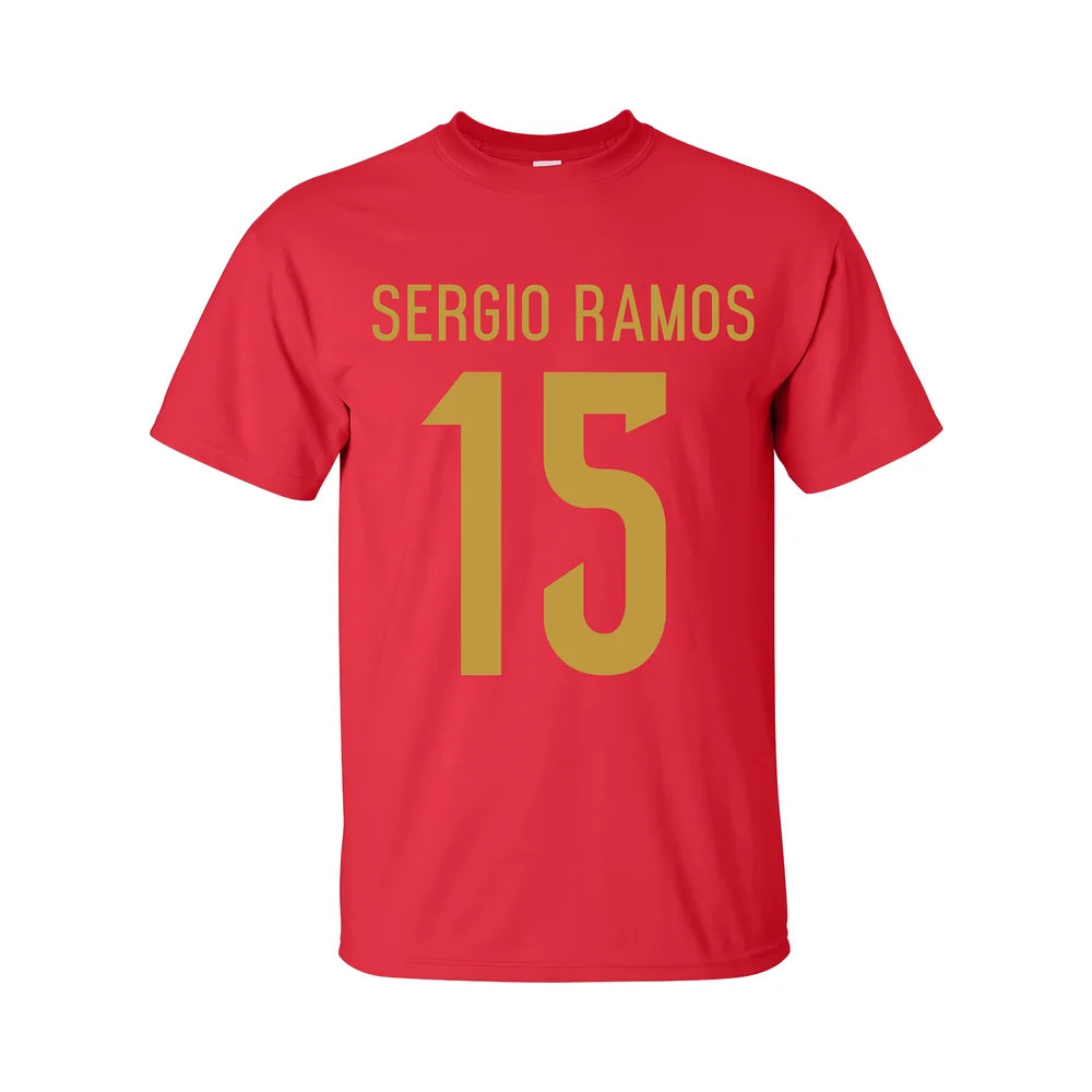 Sergio Ramos Spain Hero T-Shirt (Red) Polyester Made By: Gildan Men's Red Xxl