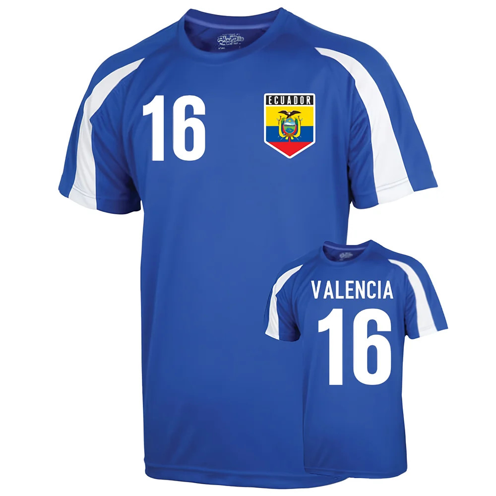 Ecuador Sports Training Jersey (Valencia 16) Polyester Antonio Valencia Uksoccershop Men's Blue Extra Large