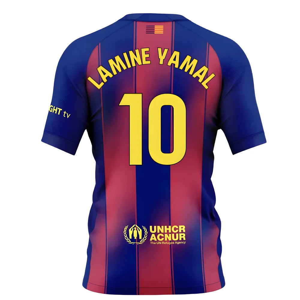 '25-'26 Barcelona Home Shirt (Kids) (Lamine Yamal 10) Polyester Made By: Nike Unisex Kids Red Small