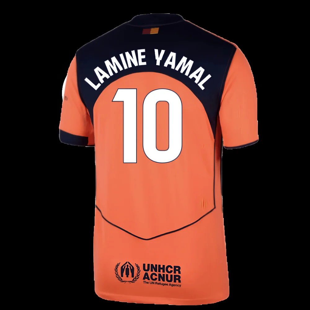 '25-'26 Barcelona Third Shirt (Lamine Yamal 10) Polyester Made By: Nike Men's Orange Extra Large
