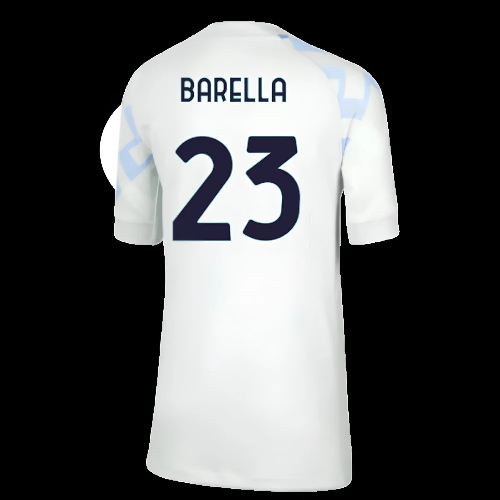 '25-'26 Inter Milan Away Shirt (Kids) (Barella 23) Polyester Made By: Nike Unisex Kids White Large