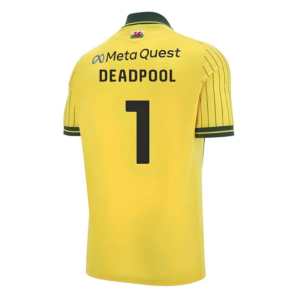’25-’26 Wrexham Away Shirt (Deadpool 1) Men’s Yellow 3XL Polyester Made By: Macron ’25-’26 Wrexham Away Shirt (Deadpool 1) Men’s Yellow 3XL Polyester Made By: Macron