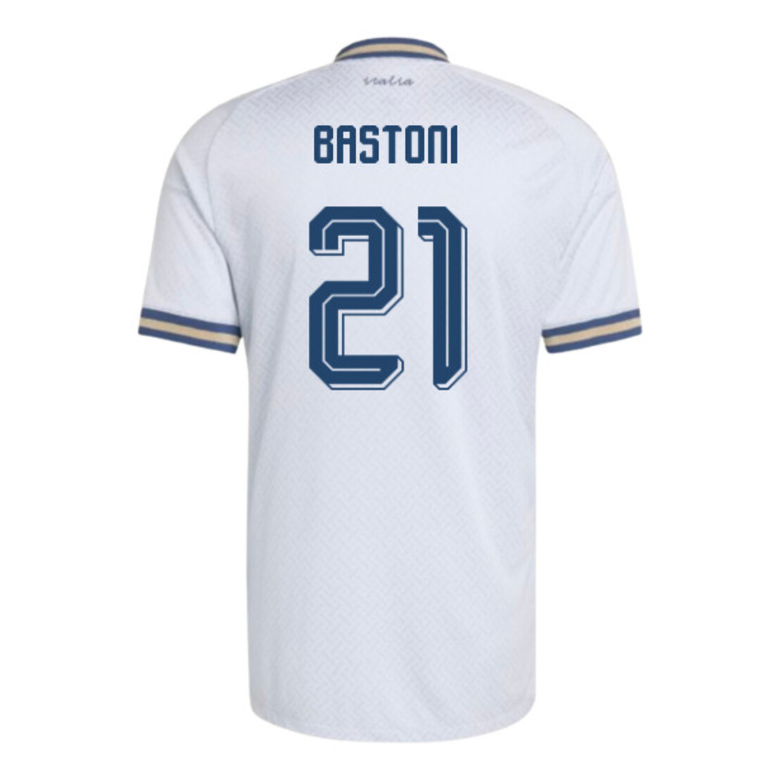 '26-'27 Italy Authentic Away Shirt (Bastoni 21) Polyester Made By: Adidas Men's White Xxl