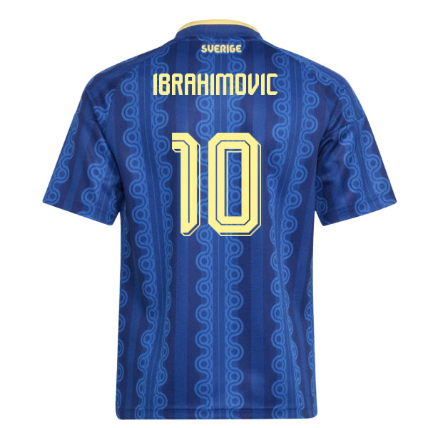 '26-'27 Sweden Away Shirt (Kids) (Ibrahimovic 10) Polyester Made By: Adidas Unisex Kids Blue Size 9-10