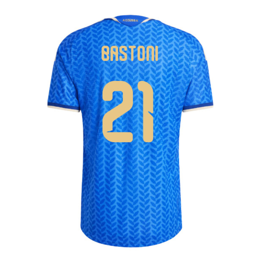 '26-'27 Italy Authentic Home Shirt (Bastoni 21) Polyester Made By: Adidas Men's Blue Xxl