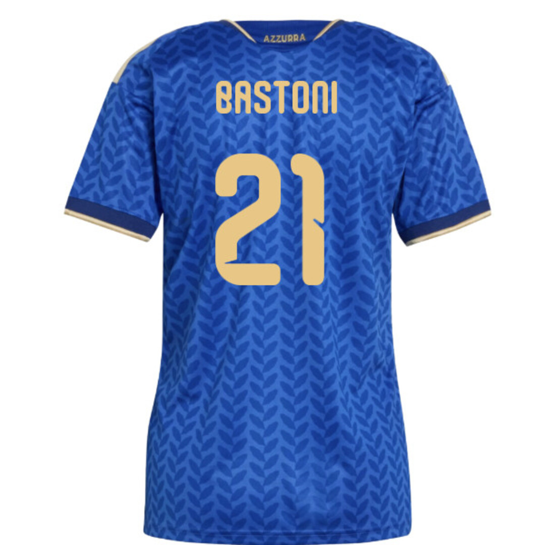 '26-'27 Italy Home Shirt () (Bastoni 21) Polyester Made By: Adidas Women's Blue Xxl
