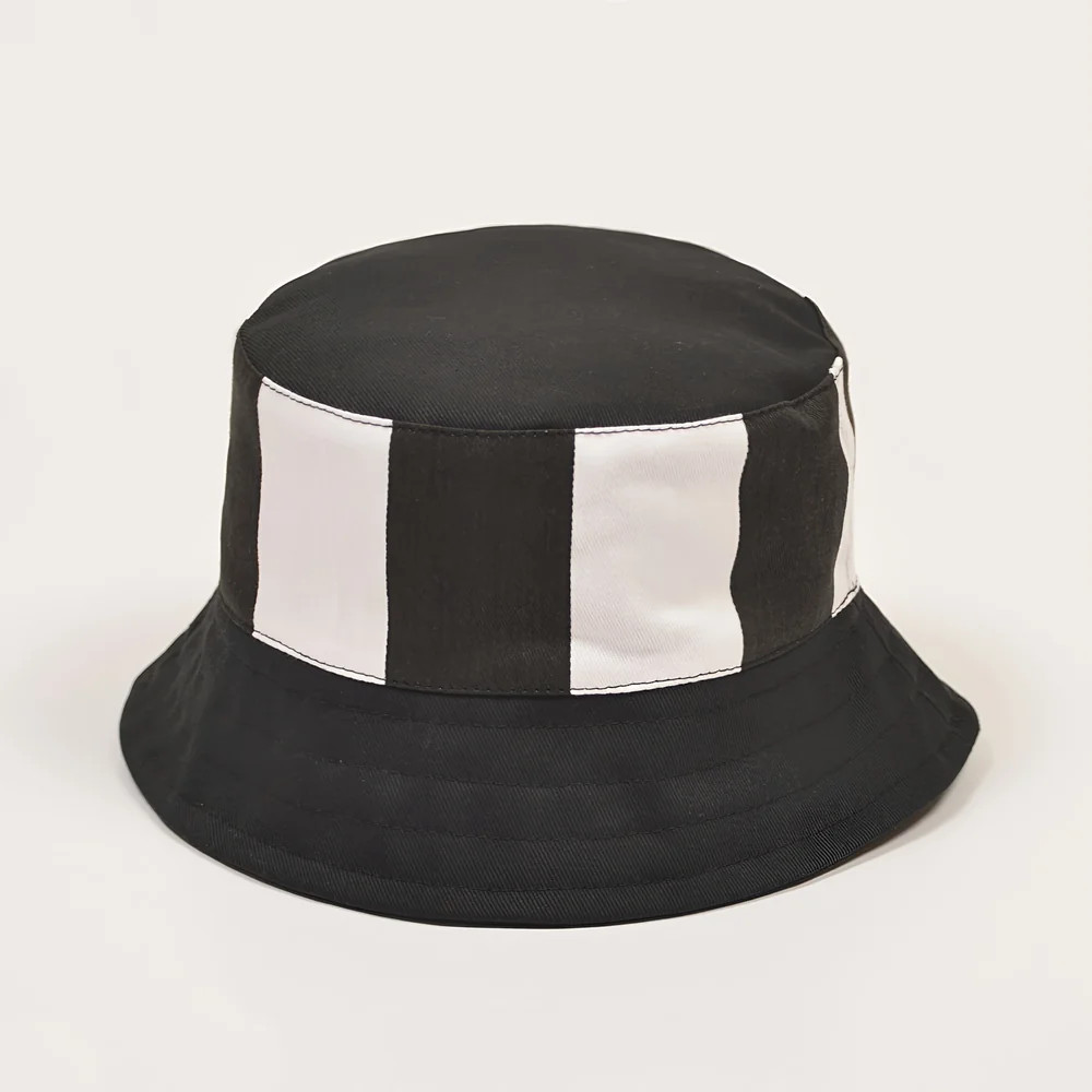 Toffs Bucket Hat - /White Stripe Polyester Men's Black 5XL