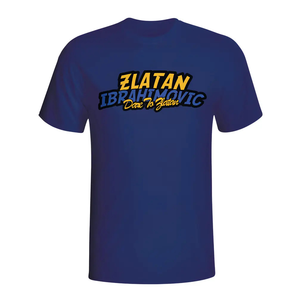 Zlatan Ibrahimovic Comic Book T-Shirt (Navy) Polyester Sweden Made By: Gildan Men's Navy Extra Large