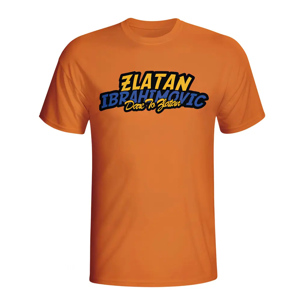 Zlatan Ibrahimovic Comic Book T-Shirt (Orange) - Kids Men's Polyester Sweden Made By: Gildan Boys Orange Extra Large