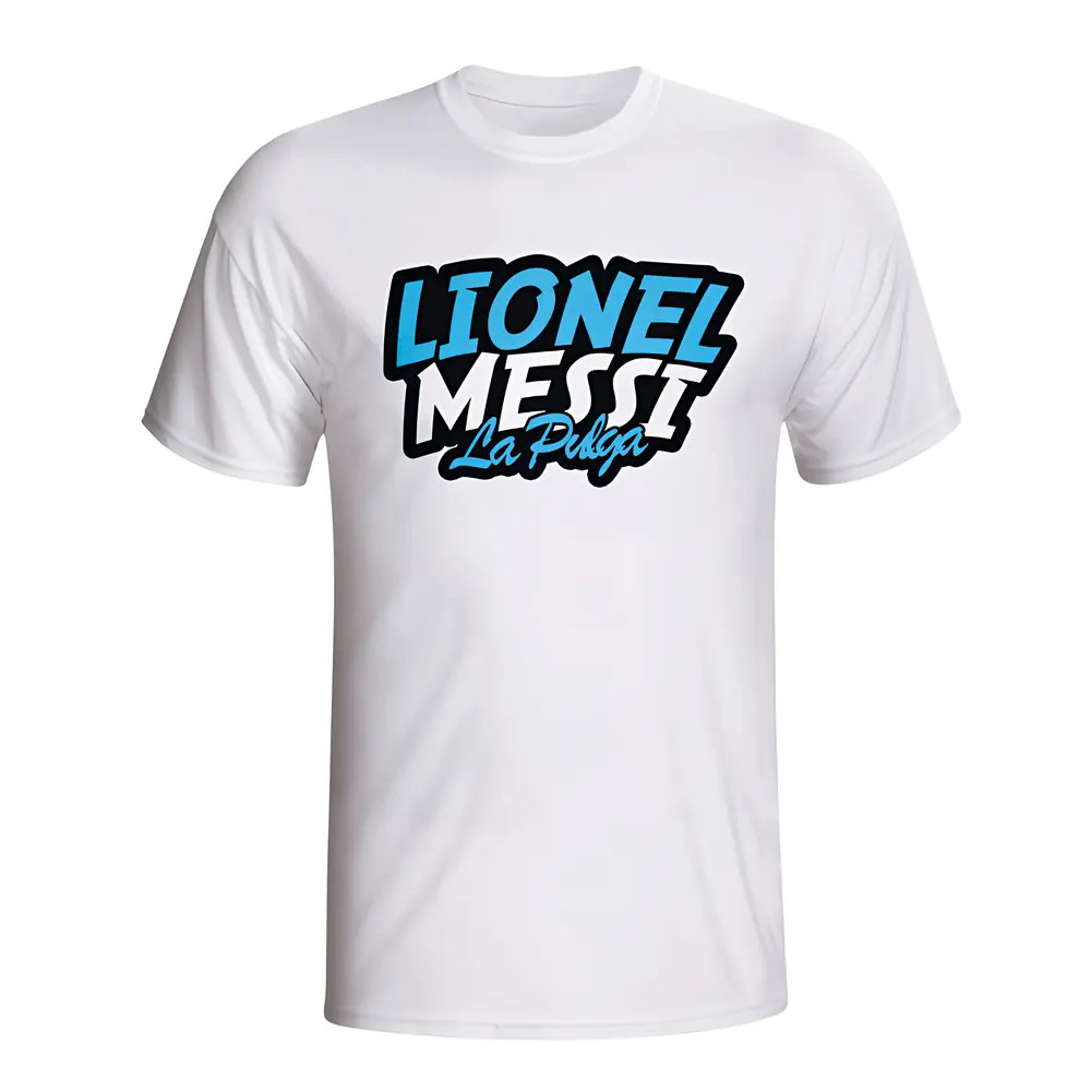 Lionel Messi Comic Book T-Shirt (White) Polyester Argentina Made By: Gildan Men's White Small
