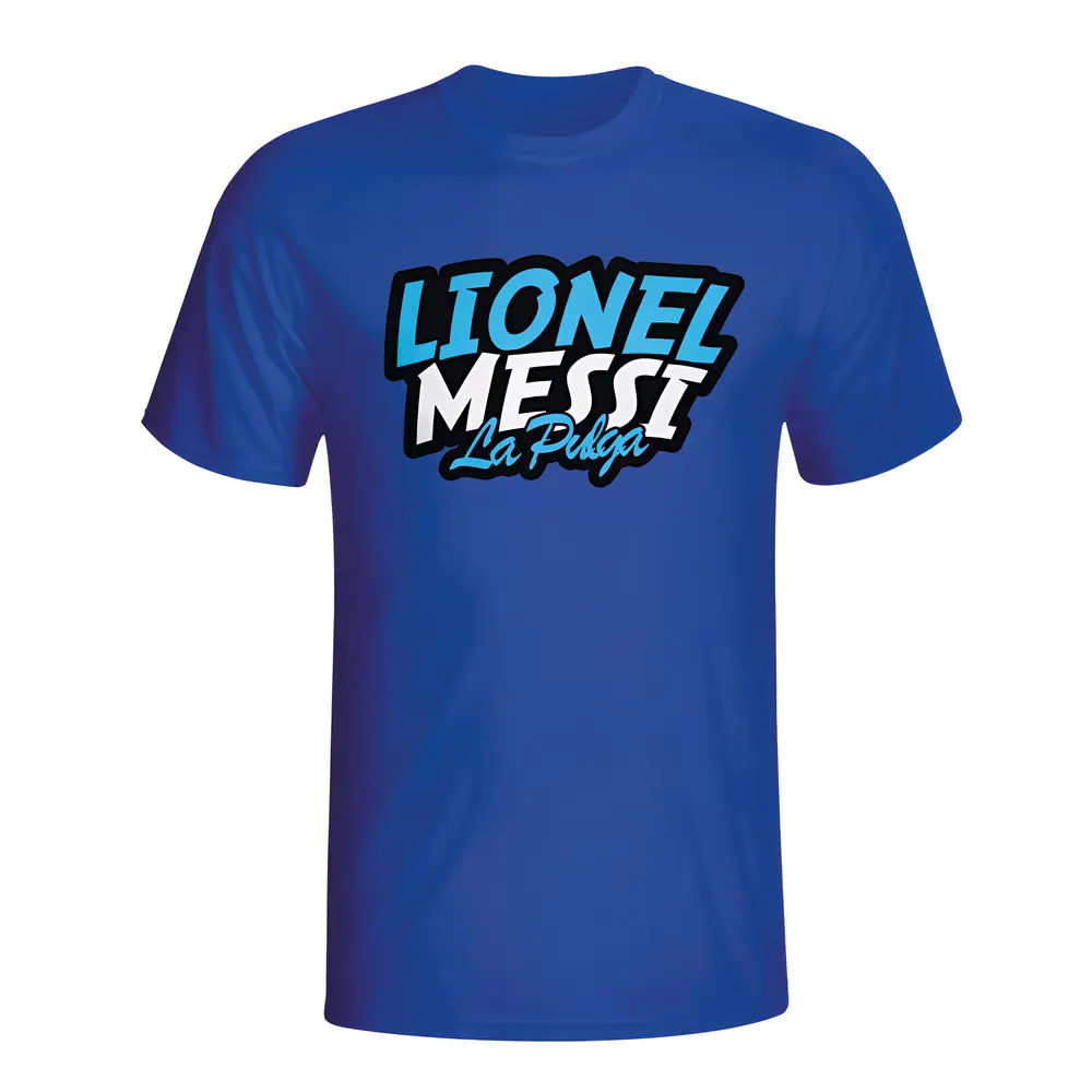 Lionel Messi Comic Book T-Shirt (Blue) - Kids Men's Polyester Argentina Made By: Gildan Boys Blue Medium