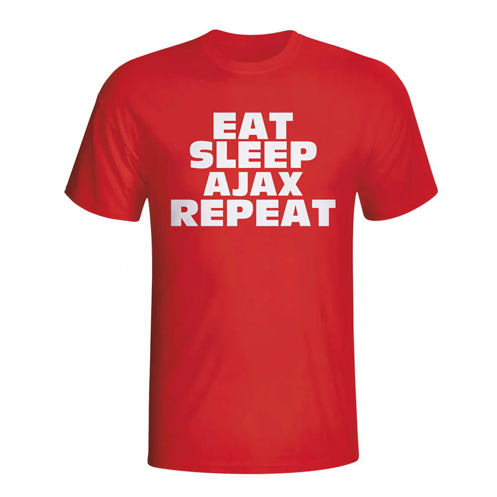 Eat Sleep Ajax Repeat T-Shirt (Red) Polyester Made By: Gildan Men's Red Xxl