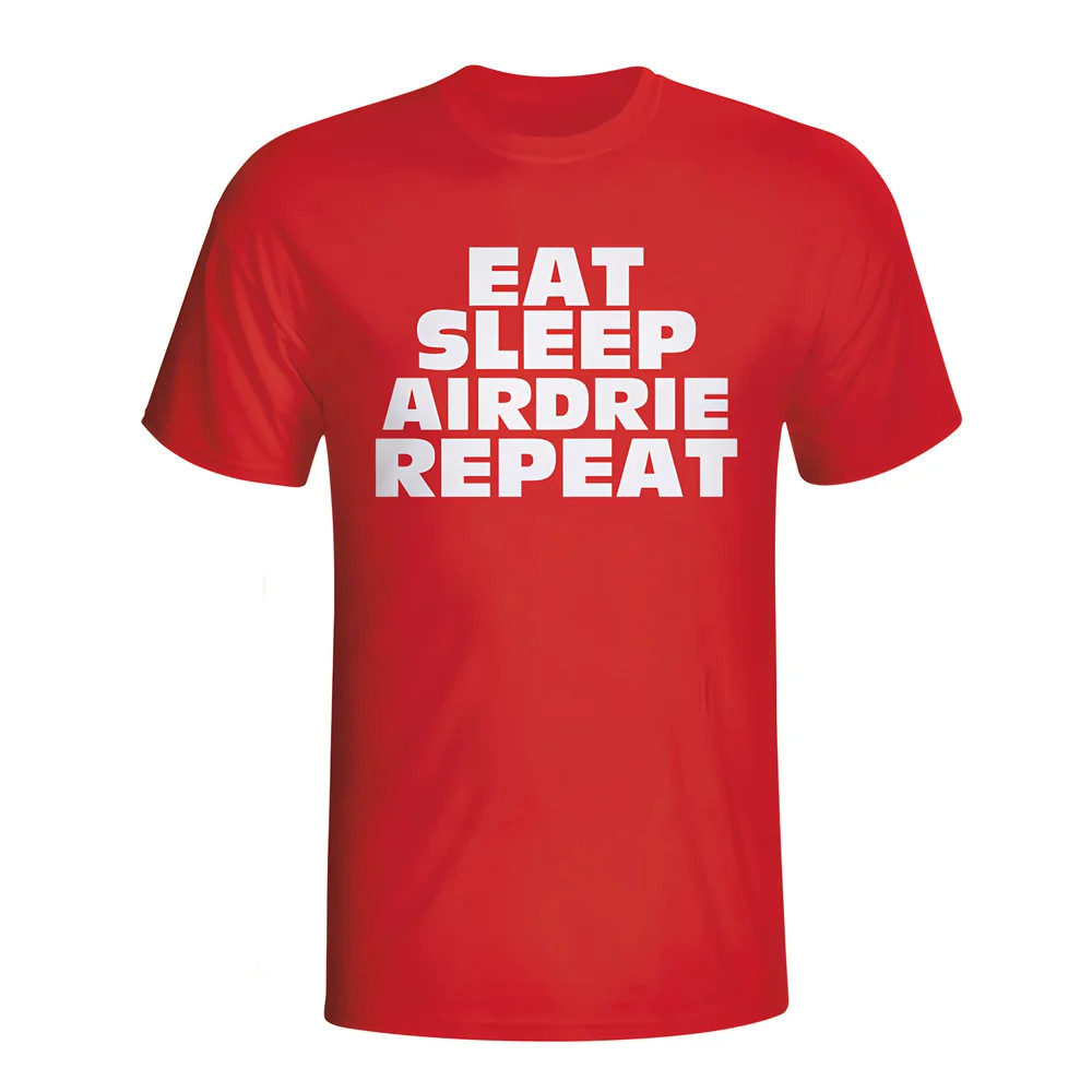 Eat Sleep Airdrie Repeat T-Shirt (Red) Polyester Azerbaijan Made By: Gildan Men's Red Extra Small