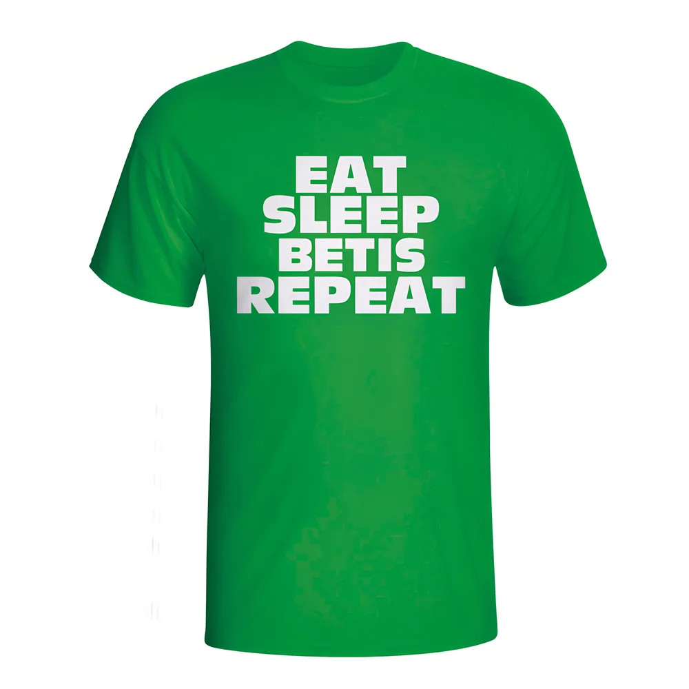 Eat Sleep Real Betis Repeat T-Shirt (Green) - Kids Men's Polyester Made By: Gildan Boys Green Large