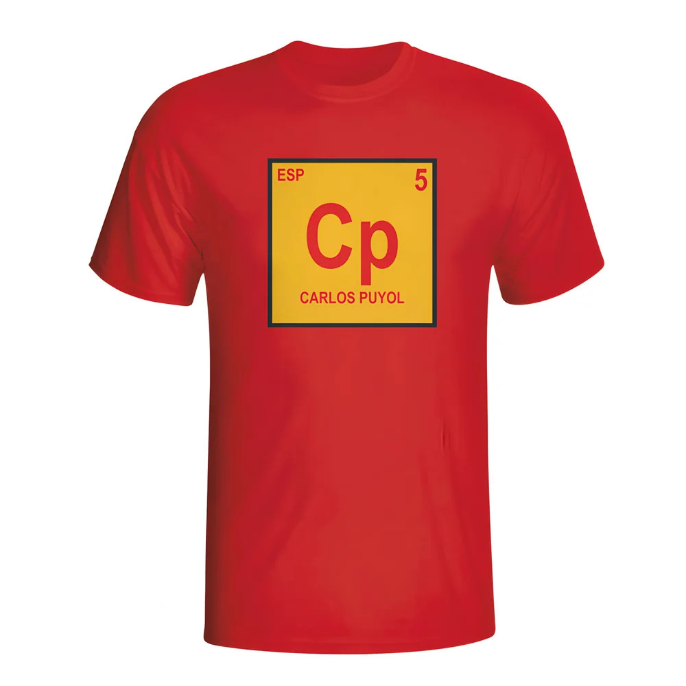 Carlos Puyol Spain Periodic Table T-Shirt (Red) Polyester Made By: Gildan Men's Red Xxl