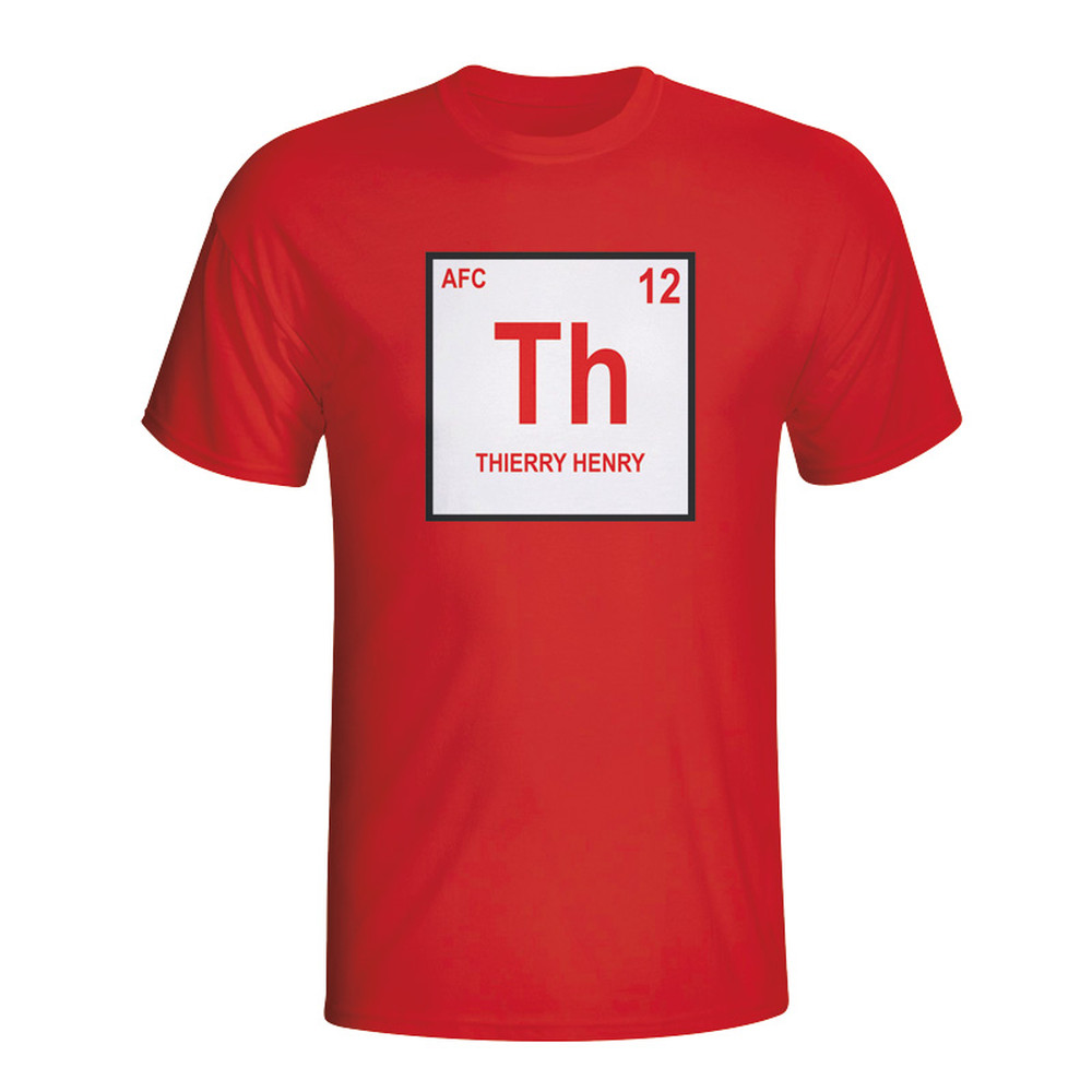 Thierry Henry Arsenal Periodic Table T-Shirt (Red) Polyester Made By: Gildan Men's Red Medium
