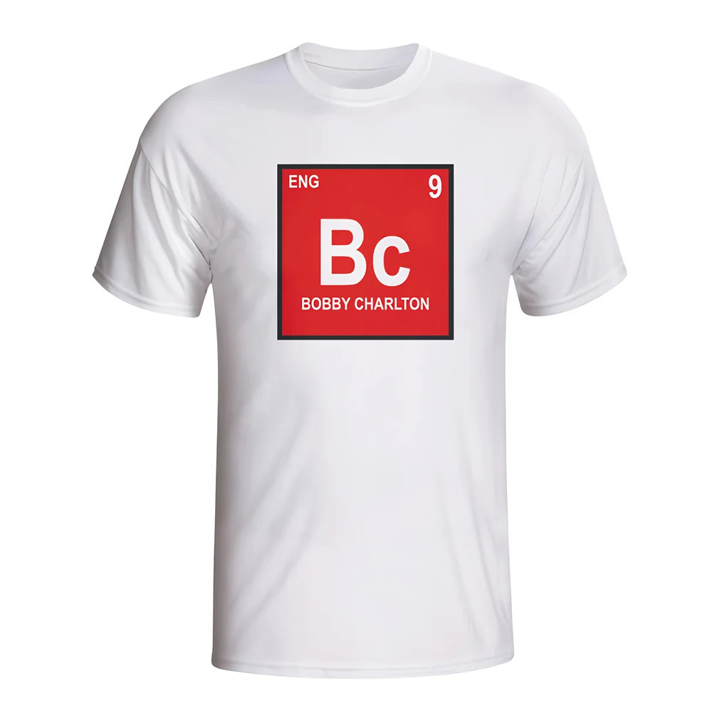 Bobby Charlton Germany Periodic Table T-Shirt (White) Polyester Made By: Gildan Men's White Extra Large
