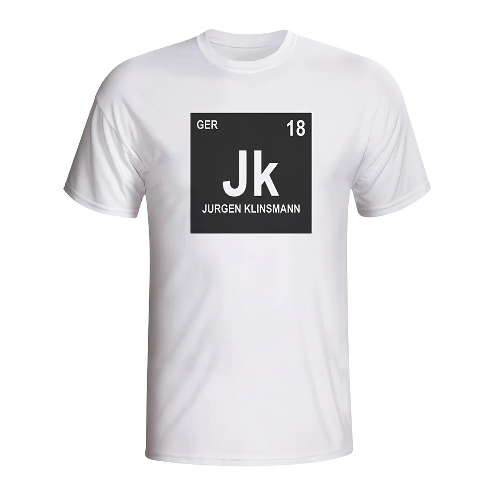 Jurgen Klinsmann Germany Periodic Table T-Shirt (White) Polyester Made By: Gildan Men's White Large