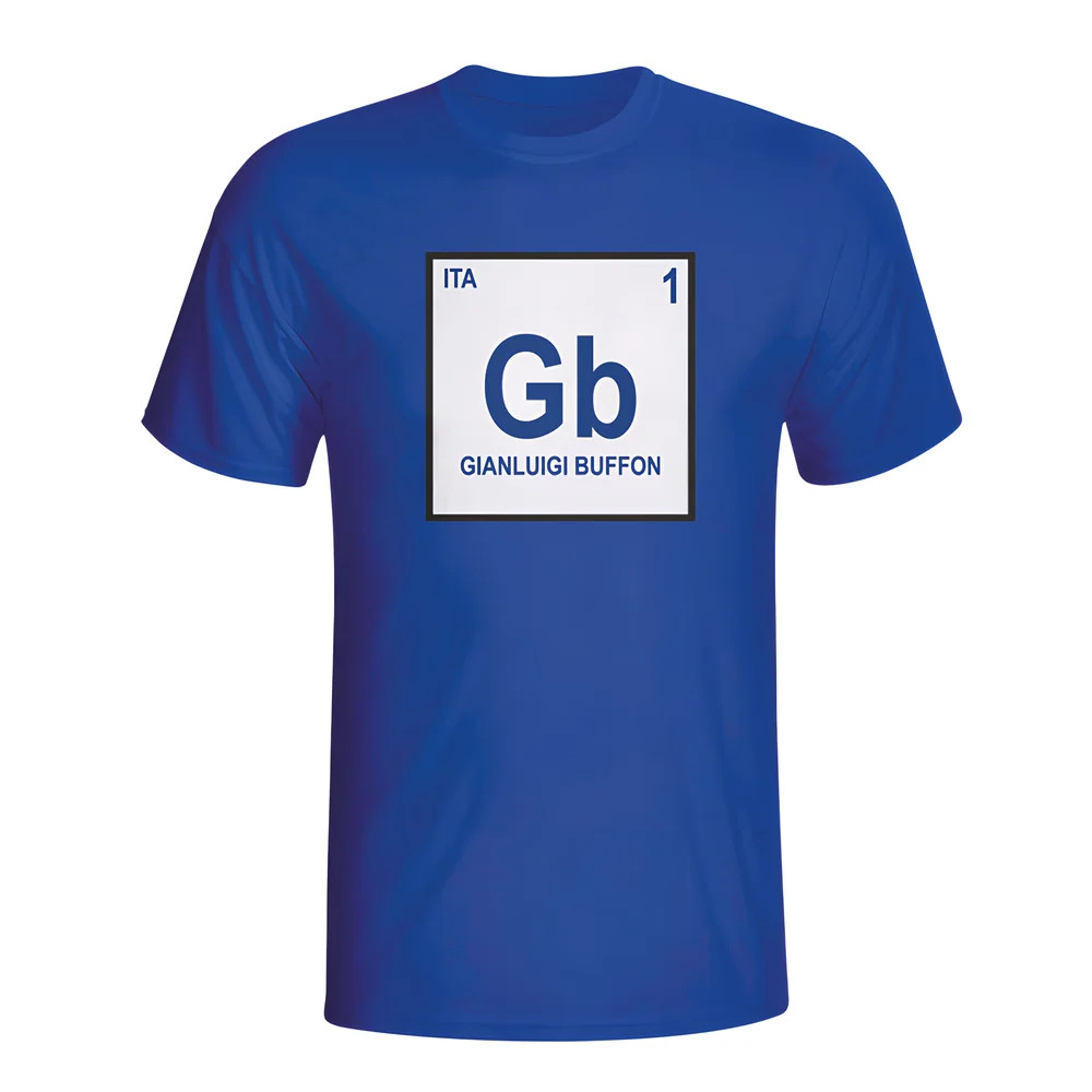 Gianlugi Buffon Italy Periodic Table T-Shirt (Blue) - Kids Men's Polyester Made By: Gildan Boys Blue Large