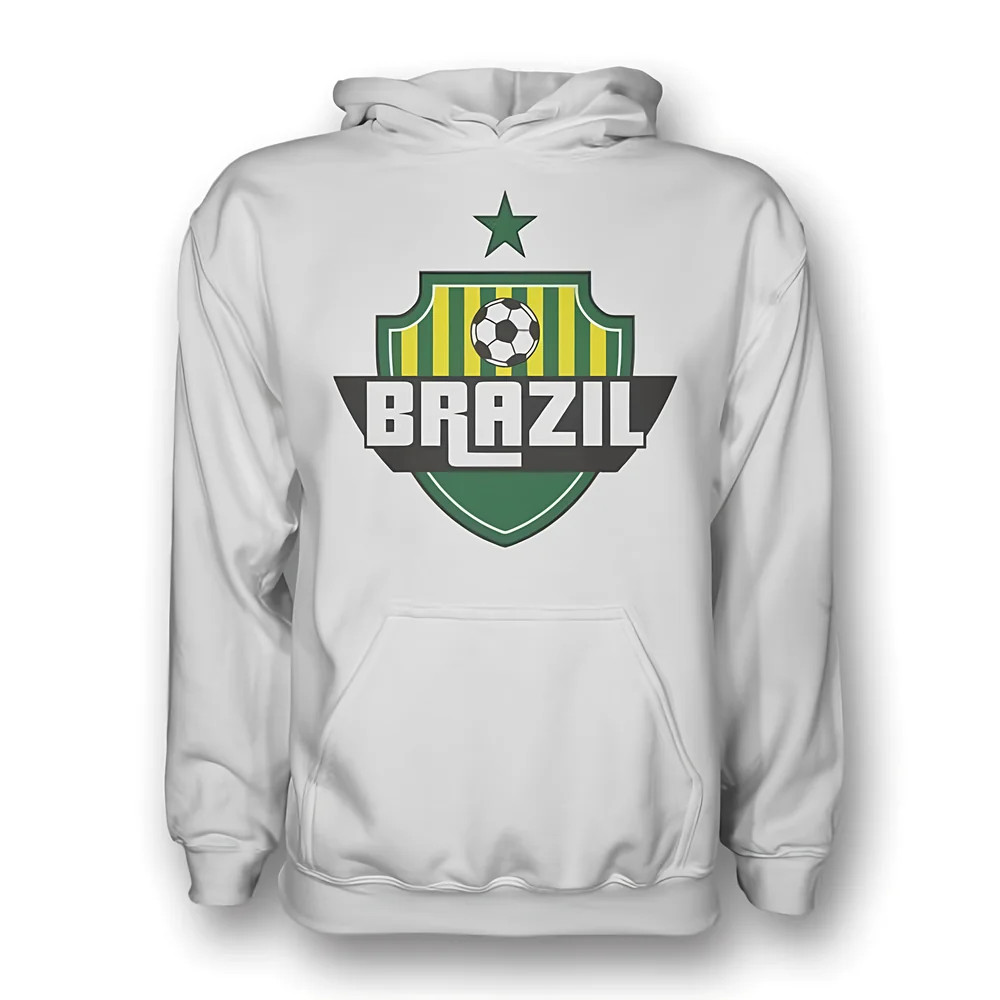 Brazil Country Logo Hoody (White) - Kids Polyester Made By: Gildan Unisex Kids White Extra Small