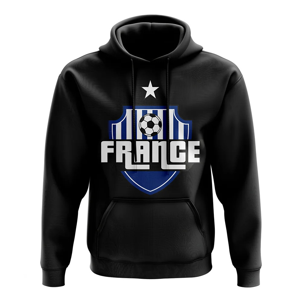 France Country Logo Hoody (Black) - Kids Polyester Made By: Gildan Unisex Kids Black Large