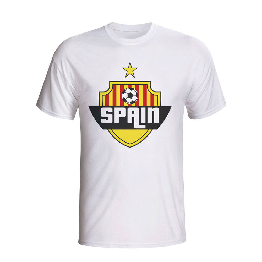 Spain Country Logo T-Shirt (White) Polyester Made By: Gildan Men's White Medium