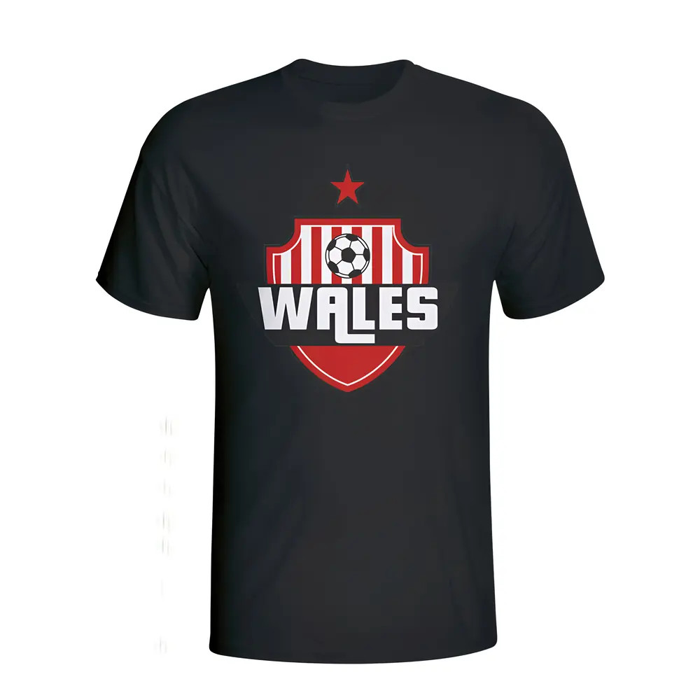 Wales Country Logo T-Shirt (Black) Polyester Made By: Gildan Men's Black Large