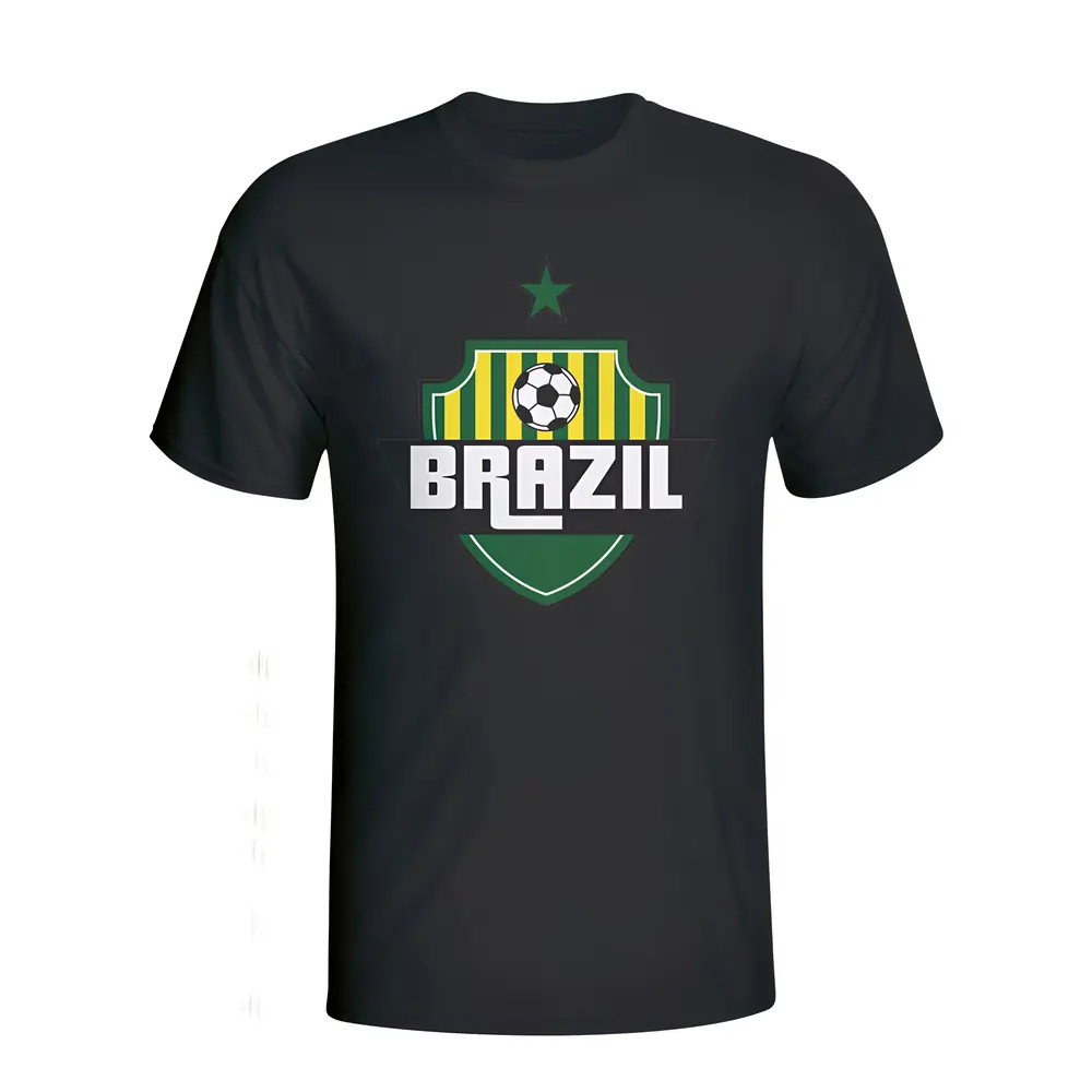 Brazil Country Logo T-Shirt (Black) - Kids Men's Polyester Made By: Gildan Boys Black Extra Large