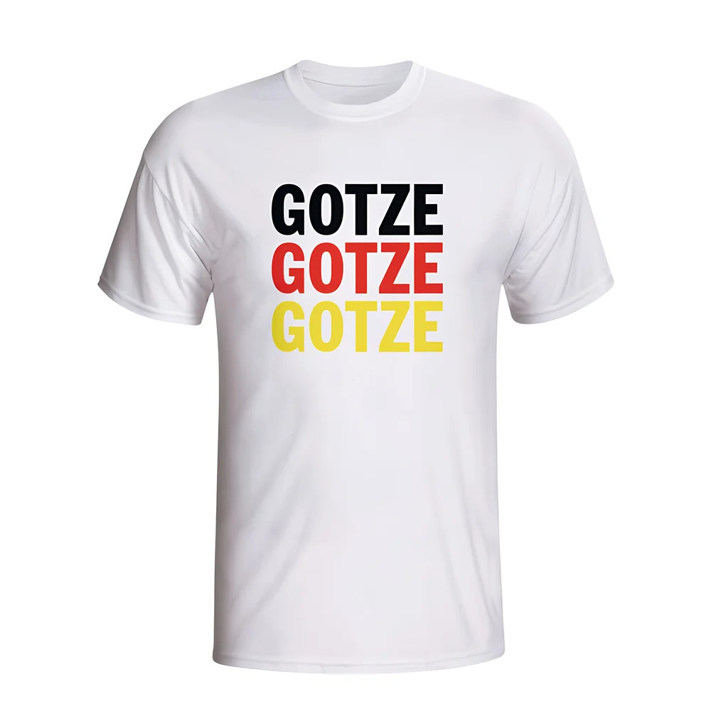 Mario Gotze Germany Player Flag T-Shirt (White) Polyester Made By: Gildan Men's White Xxl